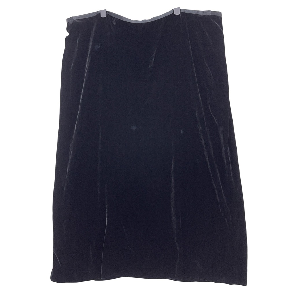 Venezia Jeans Black Velvet Skirt 26/28 Silk Blend Midi Back Slit Plus Curvy